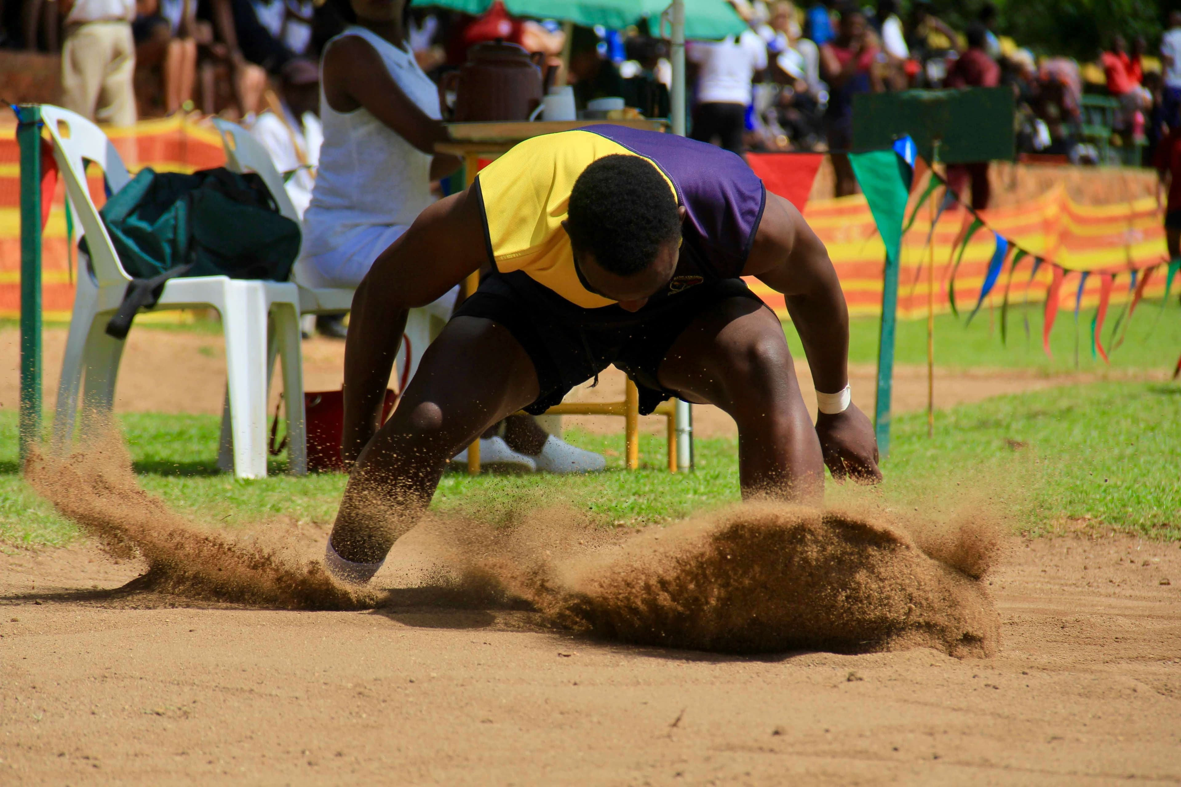 Athlete performing long jump training